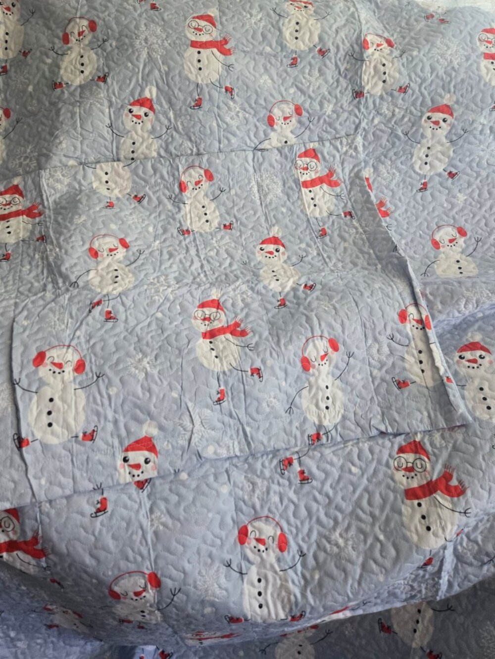 Festive Holiday/Winter Snowman Twin Quilted Comforter & Pillow Sham NWOT/TWIN